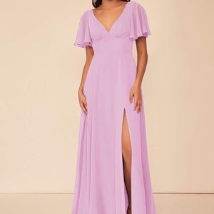 A-Line Ruched Chiffon Floor-Length Dress Candy Pink